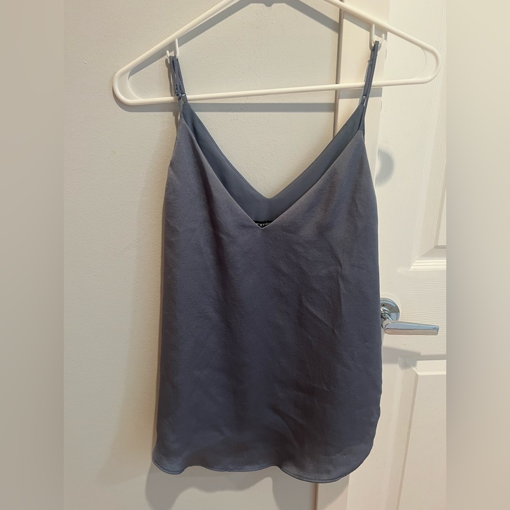 Express silky v- neck tank with adjustable straps, size M